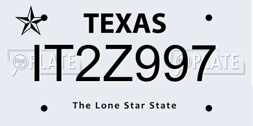 IT2Z997 Texas License Plate