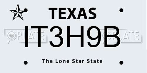 IT3H9B Texas License Plate