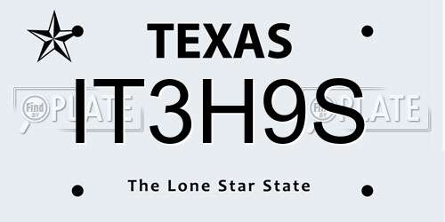 IT3H9S Texas License Plate