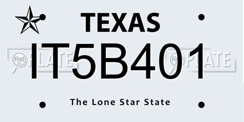 IT5B401 Texas License Plate