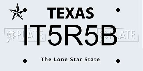 IT5R5B Texas License Plate