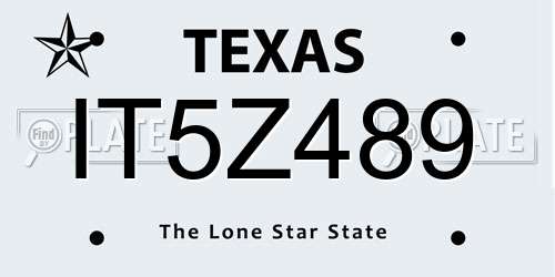 IT5Z489 Texas License Plate