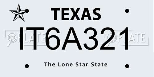 IT6A321 Texas License Plate