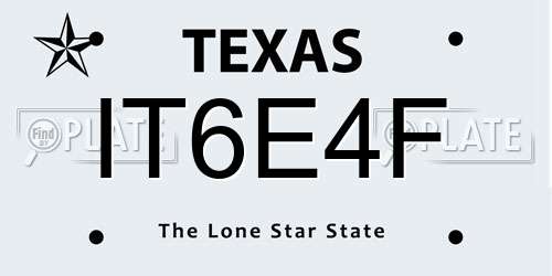 IT6E4F Texas License Plate