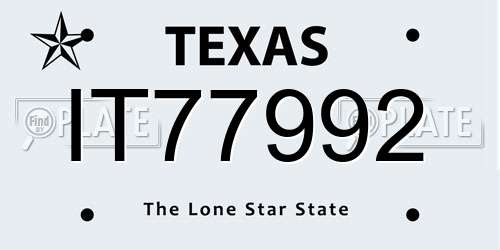 IT77992 Texas License Plate