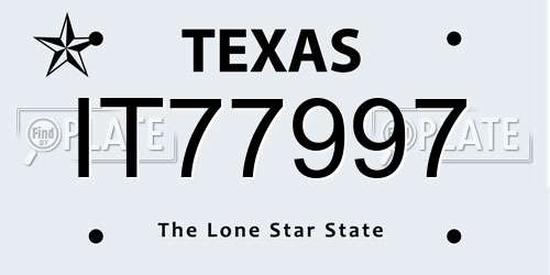IT77997 Texas License Plate