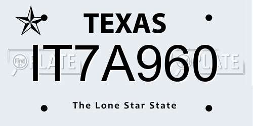 IT7A960 Texas License Plate