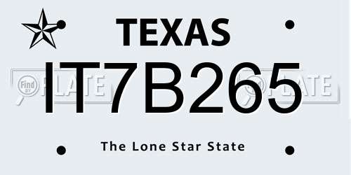 IT7B265 Texas License Plate