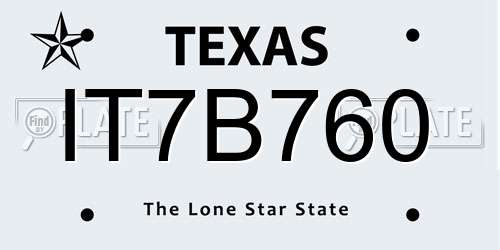 IT7B760 Texas License Plate