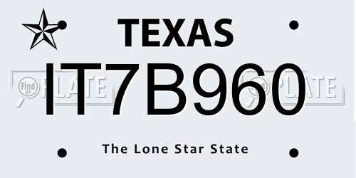 IT7B960 Texas License Plate