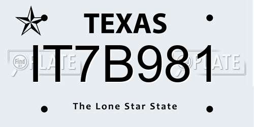 IT7B981 Texas License Plate
