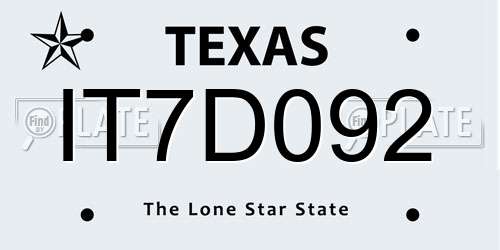 IT7D092 Texas License Plate