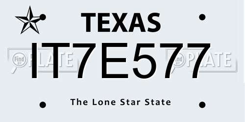 IT7E577 Texas License Plate