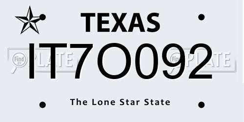 IT7O092 Texas License Plate