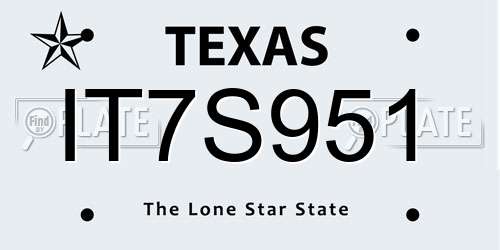 IT7S951 Texas License Plate