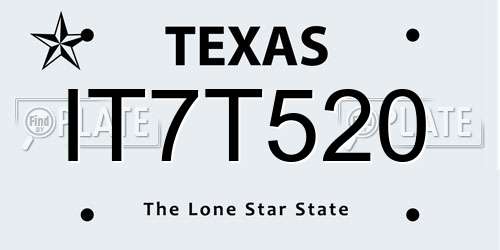 IT7T520 Texas License Plate
