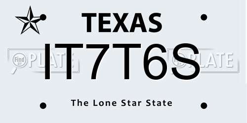 IT7T6S Texas License Plate