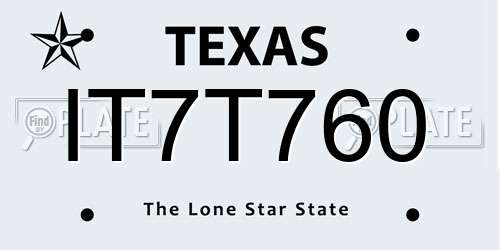 IT7T760 Texas License Plate