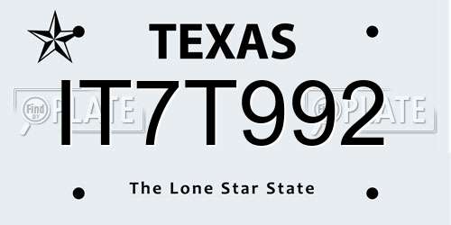 IT7T992 Texas License Plate