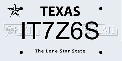 IT7Z6S Texas License Plate