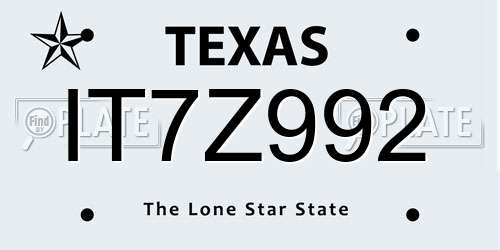 IT7Z992 Texas License Plate