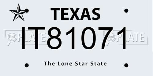 IT81071 Texas License Plate