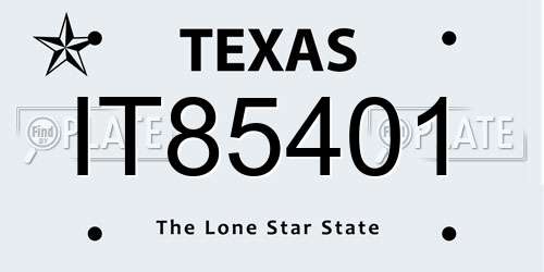 IT85401 Texas License Plate