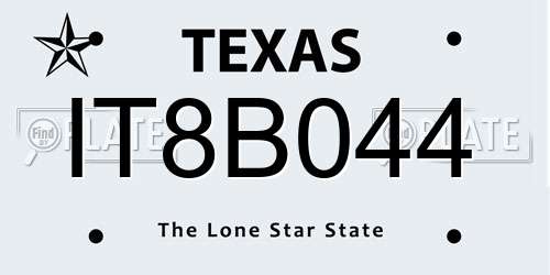 IT8B044 Texas License Plate