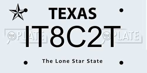 IT8C2T Texas License Plate