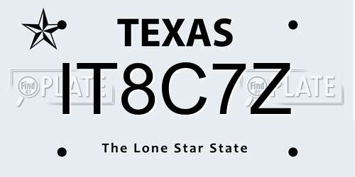 IT8C7Z Texas License Plate