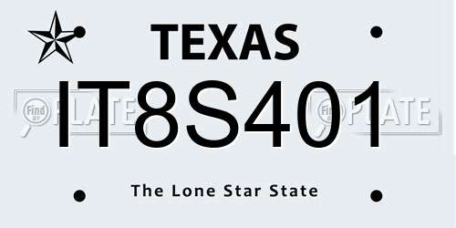 IT8S401 Texas License Plate