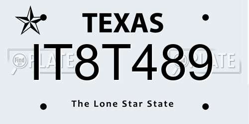 IT8T489 Texas License Plate