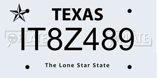 IT8Z489 Texas License Plate