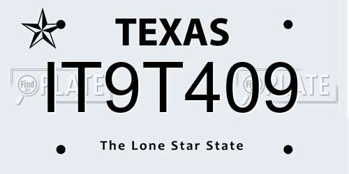 IT9T409 Texas License Plate