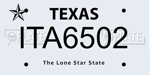 ITA6502 Texas License Plate