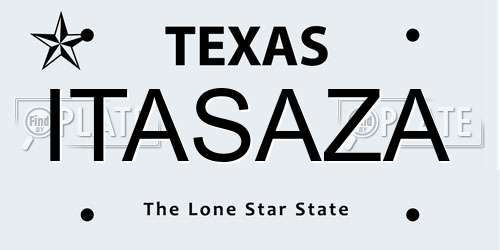 ITASAZA Texas License Plate