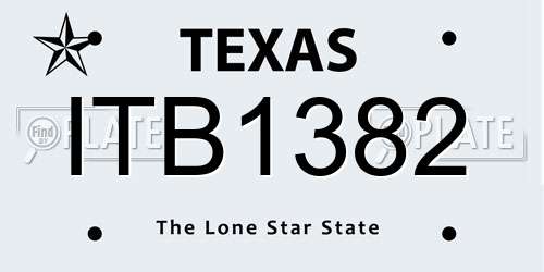 ITB1382 Texas License Plate