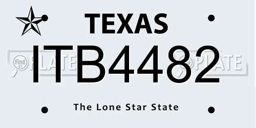 ITB4482 Texas License Plate