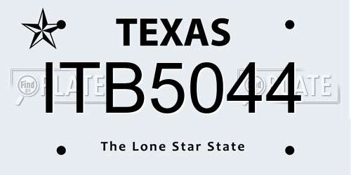 ITB5044 Texas License Plate
