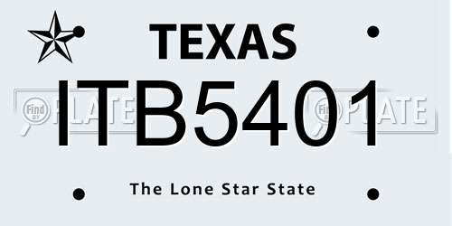 ITB5401 Texas License Plate