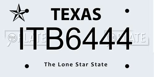 ITB6444 Texas License Plate