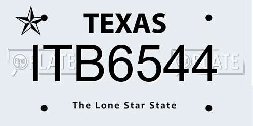ITB6544 Texas License Plate
