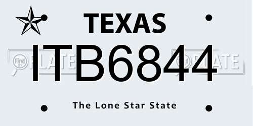 ITB6844 Texas License Plate