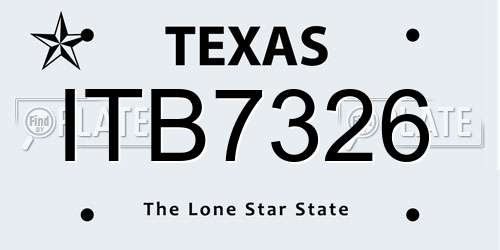 ITB7326 Texas License Plate