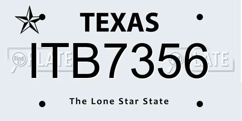 ITB7356 Texas License Plate