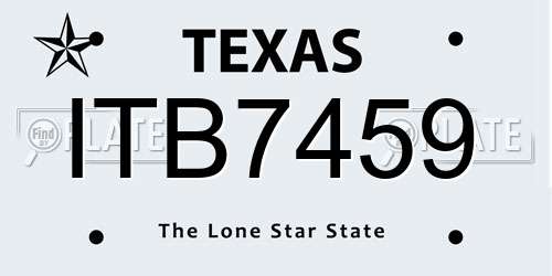 ITB7459 Texas License Plate