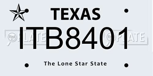 ITB8401 Texas License Plate