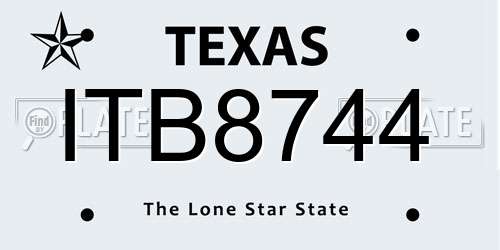 ITB8744 Texas License Plate