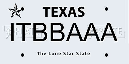 ITBBAAA Texas License Plate