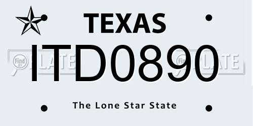 ITD0890 Texas License Plate